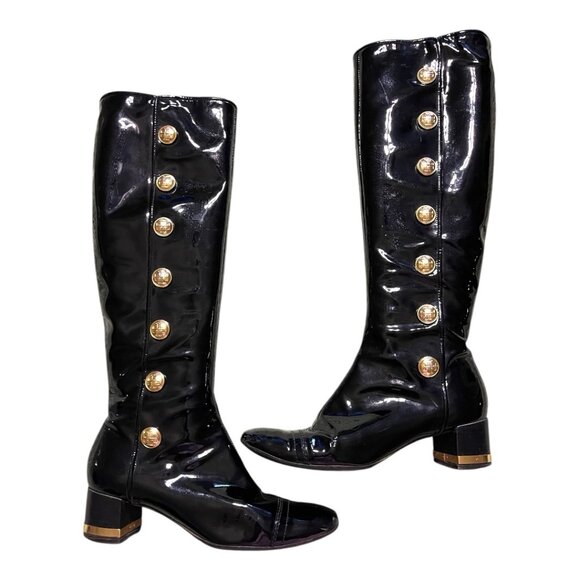 Tory Burch Shoes - Tory Burch Madison Black Patent Leather Knee High Boots